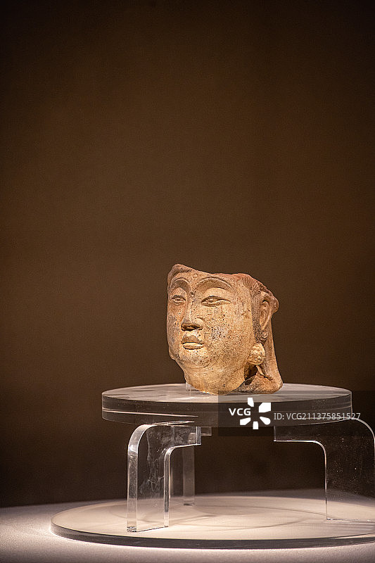 杭州浙江省博物馆石菩萨头像特写图片素材