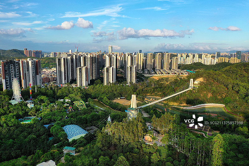 广东省东莞市凤岗镇龙凤山庄影视度假村航拍图片素材