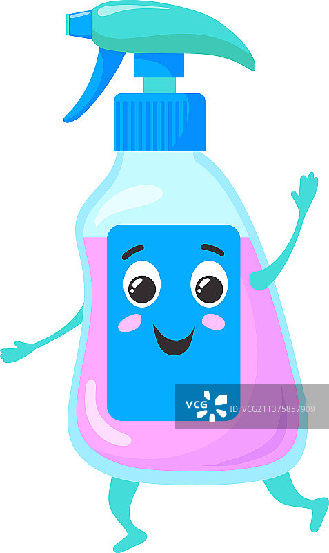可爱微笑的卡通清洁剂瓶图片素材