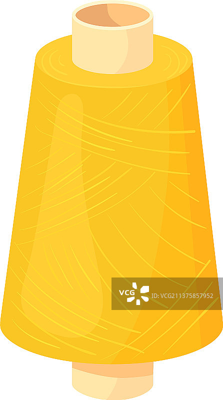 卡通风格的黄色线轴缝纫卷图标图片素材