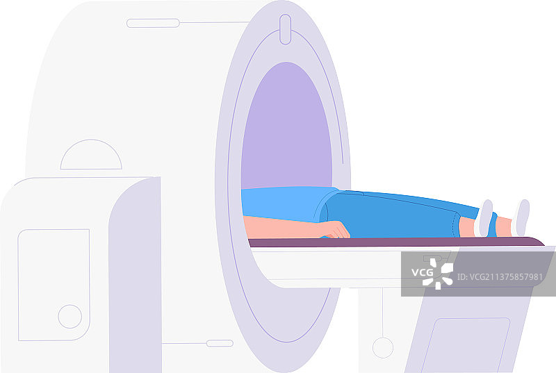 在断层扫描仪中进行MRI的人物图片素材