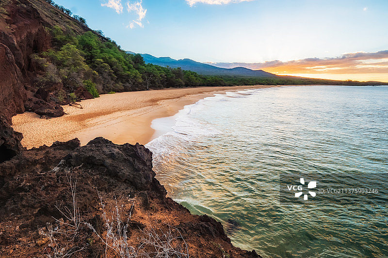 日落时分夏威夷海景风光，美国图片素材
