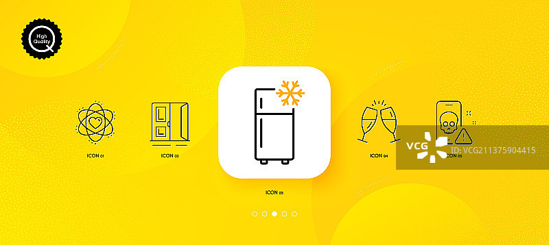 打开的门、原子和冰箱极简线条图片素材