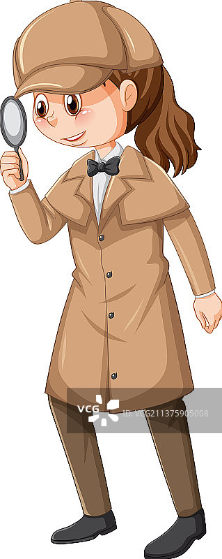 戴着棕色外套和帽子的女侦探图片素材