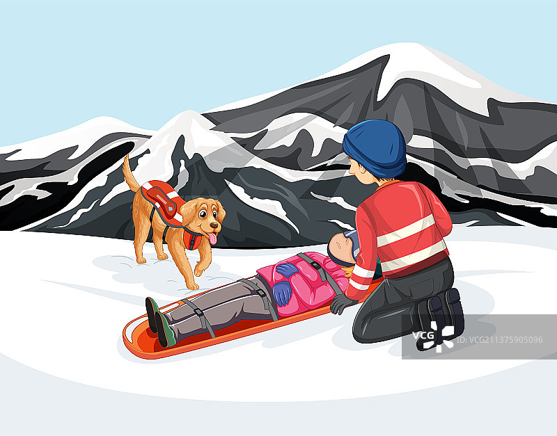 雪山担架救援图片素材
