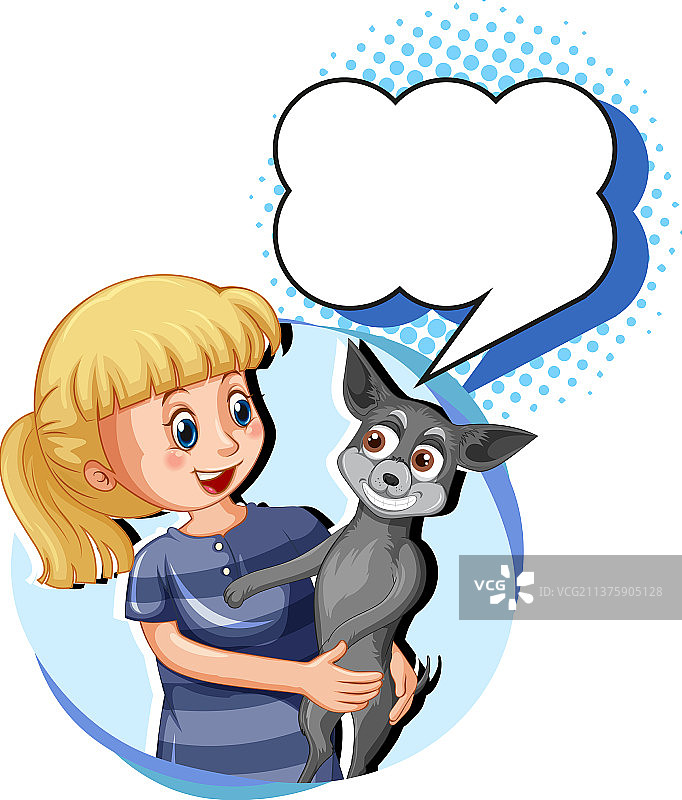 女孩和小狗图片素材