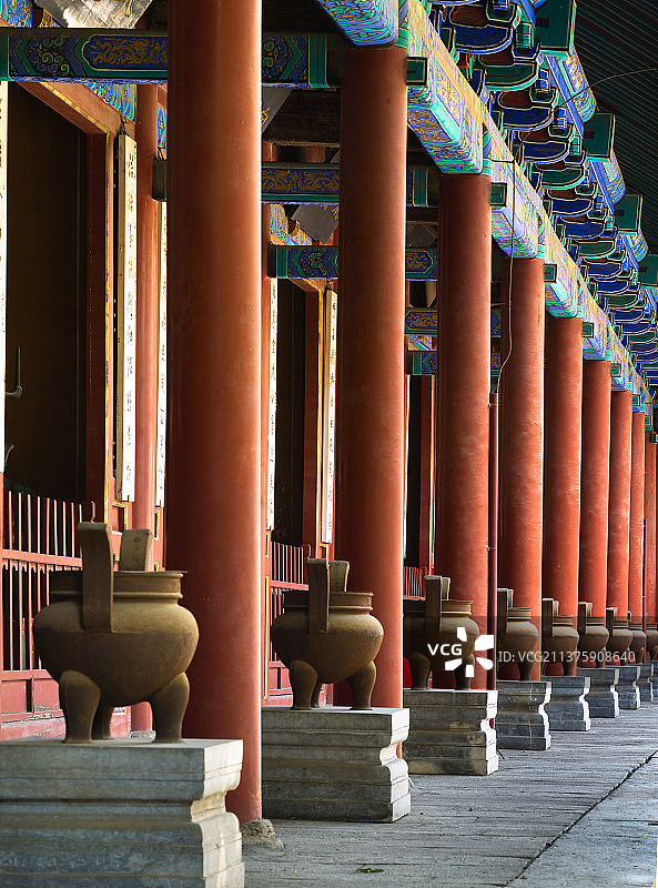 北京东岳庙（北京民俗博物馆）廊柱斗拱彩绘高清壁纸图片素材