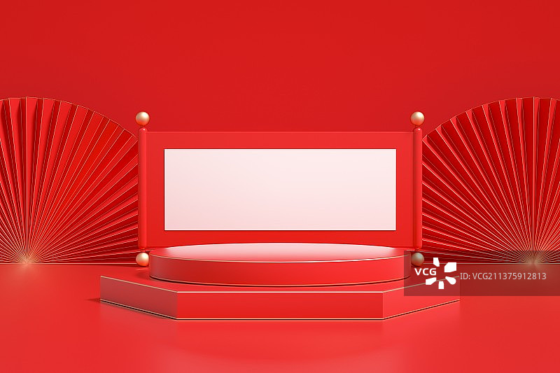 传统节日中国风三维图形展览背景图片素材