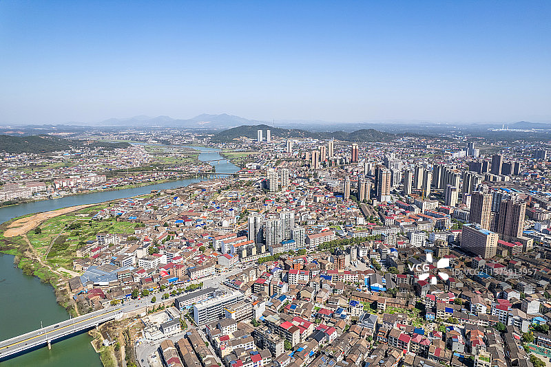 中国湖南醴陵市航拍风光图片素材