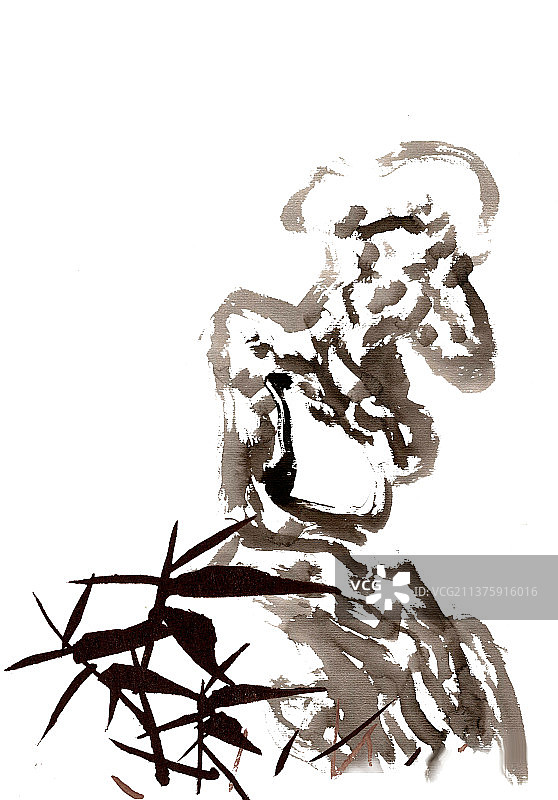 奇石与竹子图片素材