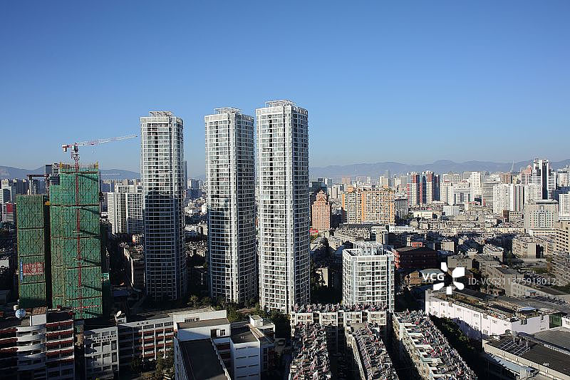 俯拍昆明市区图片素材