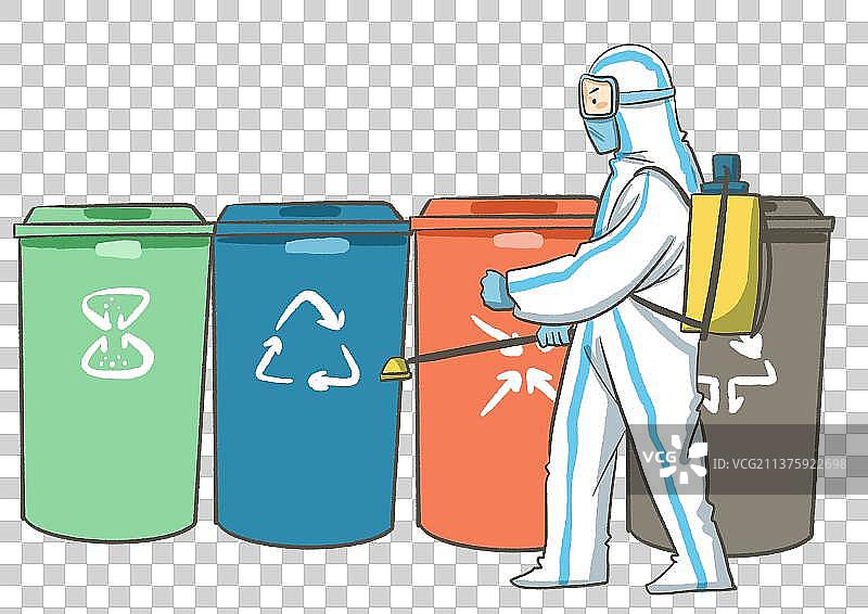 给垃圾桶消毒图片素材