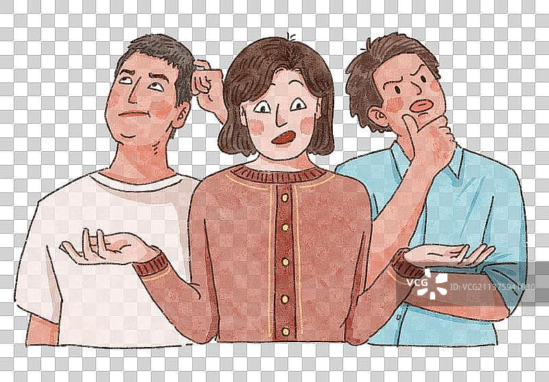 三个疑惑的人图片素材