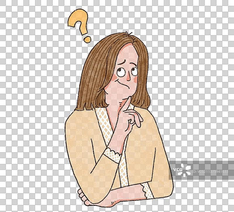 带着问号思考的女生图片素材