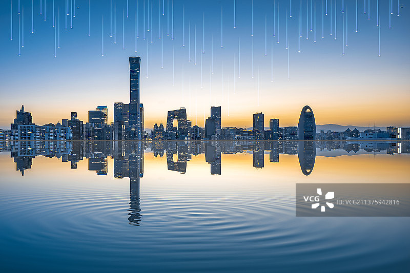 北京科技城市概念图倒影图片素材