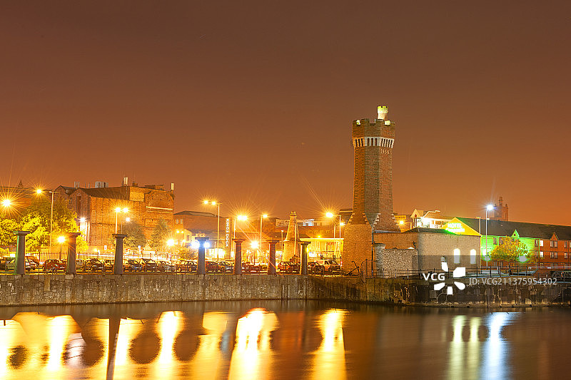 2014年10月17日，英国，利物浦，夜景。图片素材