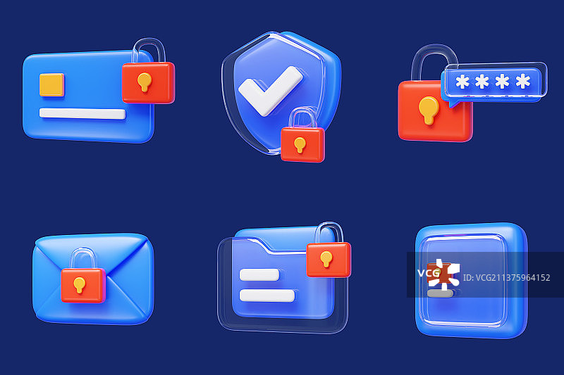 3d安全图标集图片素材