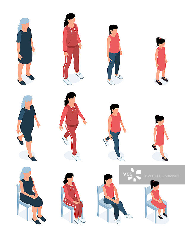 不同年龄段的女性2.5D图图片素材