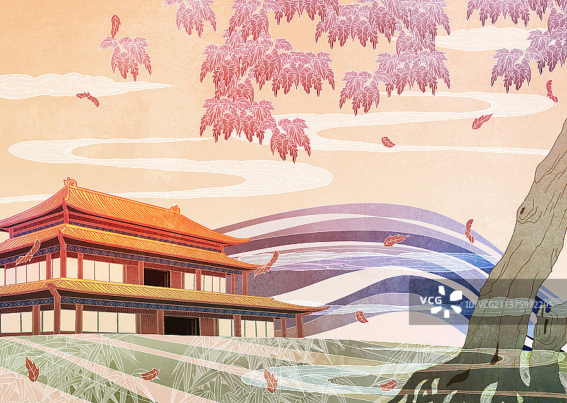 中国国潮国风新中式古风背景插画图片素材