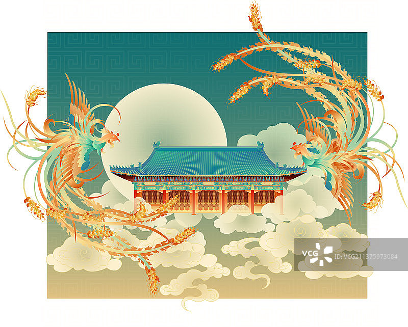 恭王府 凤凰 祥云 国潮图片素材