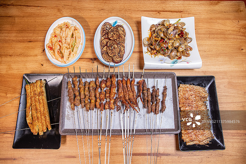 夜宵东北烧烤肉串聚合图片素材