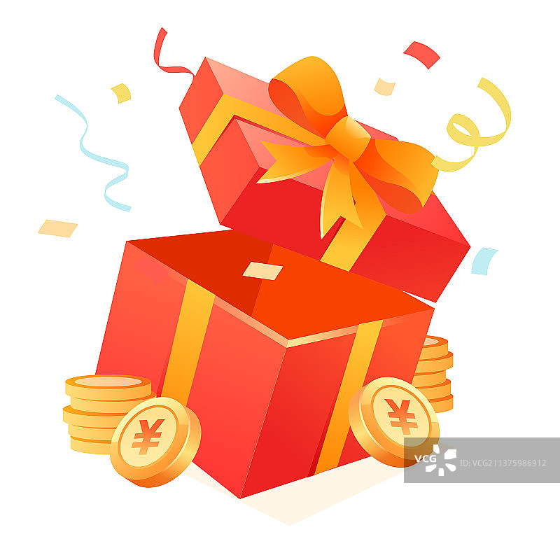 互联网金融礼盒插画商务活动奖品礼物海报图片素材