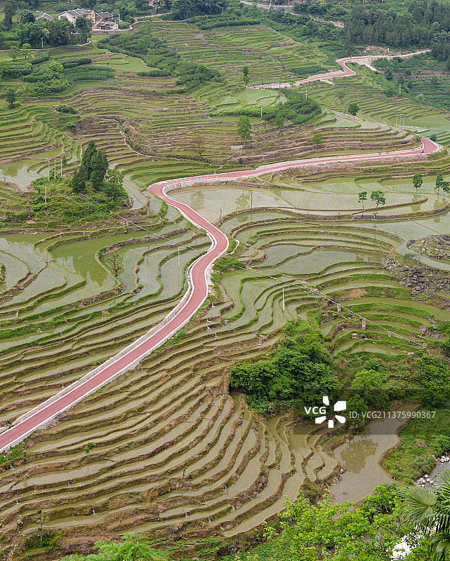 贵州省遵义市余庆县大乌江镇红渡村，红渡梯田风光图片素材
