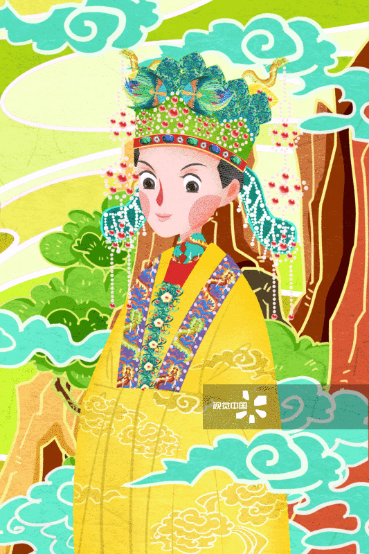 国潮风中国明朝皇后插画-GIF动图图片素材