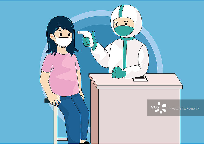 医生为人们测量体温矢量海报图片素材