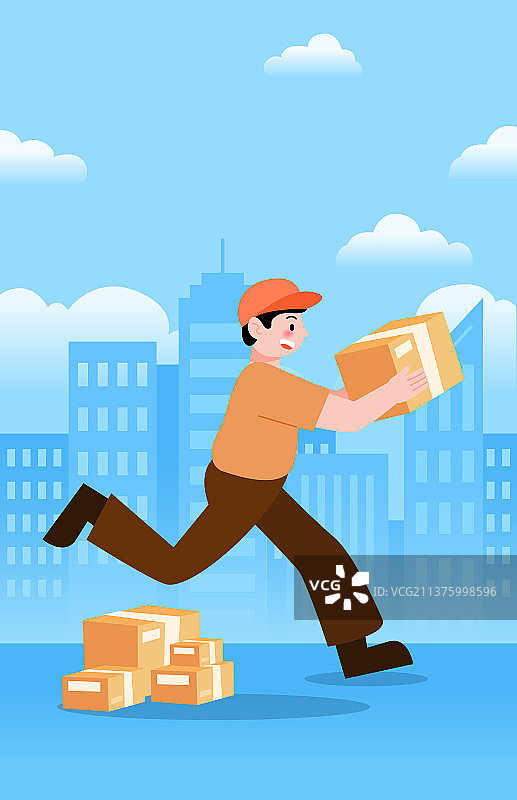 在城市中运送物流快递的工作者图片素材