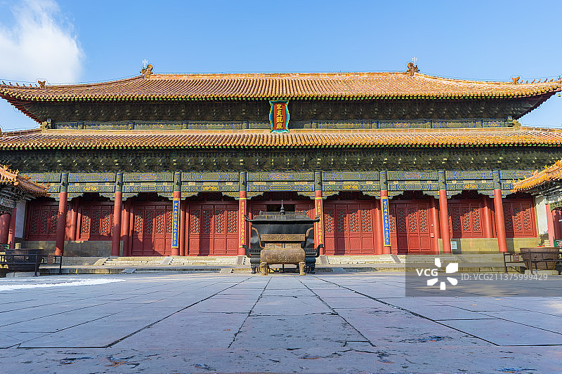 中国山东泰安著名景点泰山旅游风景区，岱庙行宫著名景点天贶殿中国三大宫殿，户外白昼无人图像摄影图片素材