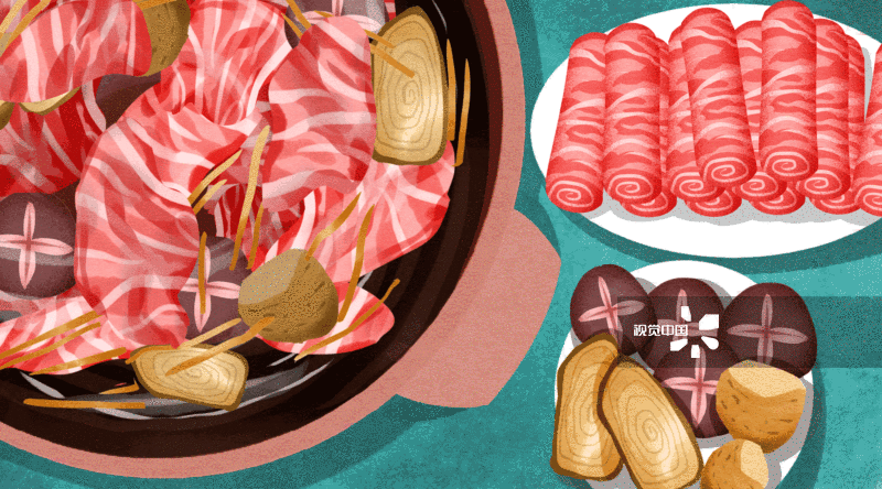 二十四节气冬至冬季进补吃羊肉汤插画-GIF动图图片素材