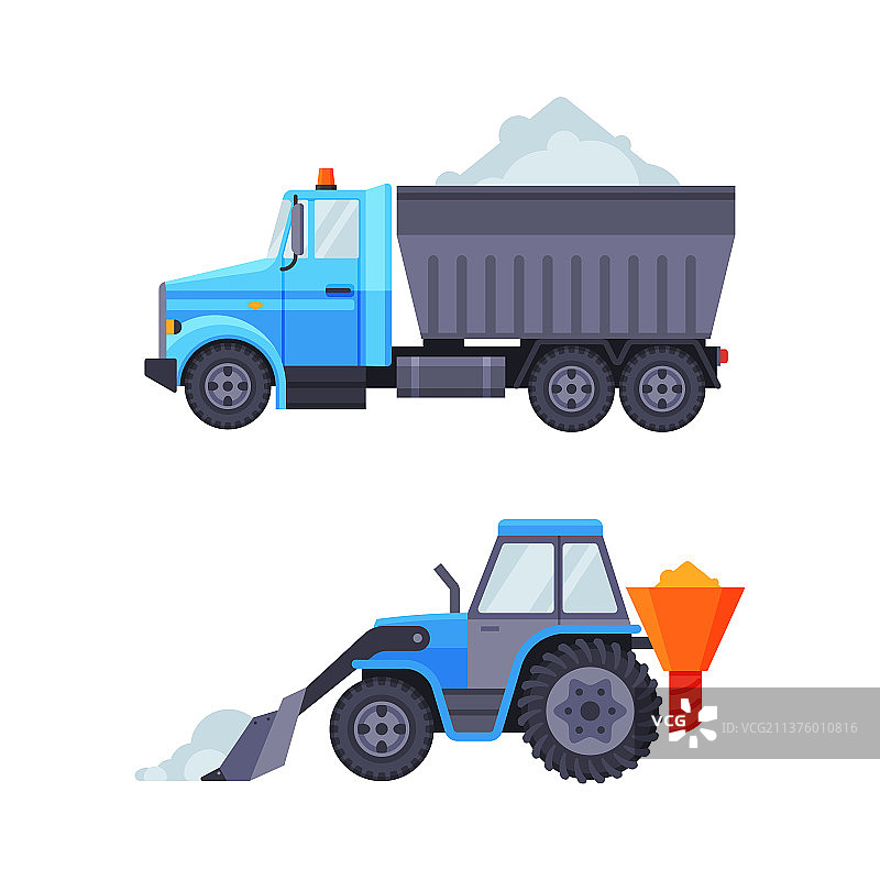 专业级除雪车和拖拉机套装图片素材