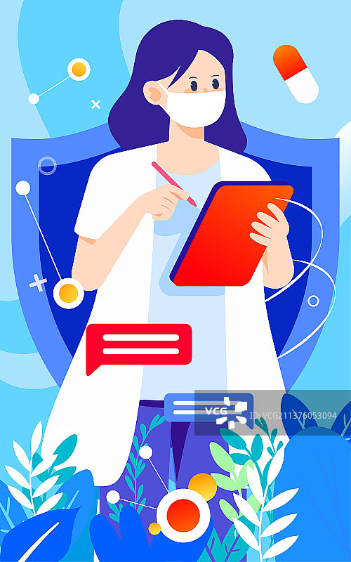 医生医疗防疫插画致敬医护人员医师节海报图片素材