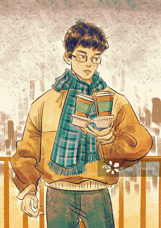 买咖啡的青年图片素材