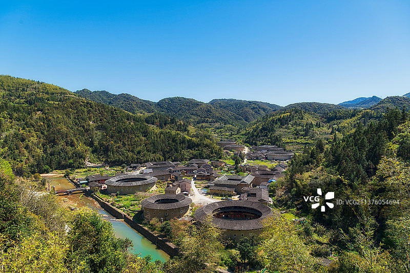 福建省漳州市南靖县书洋镇曲江村——河坑土楼群图片素材