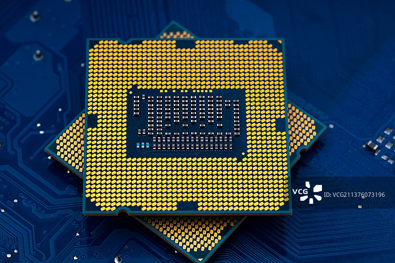 微距拍摄半导体处理器芯片图片素材