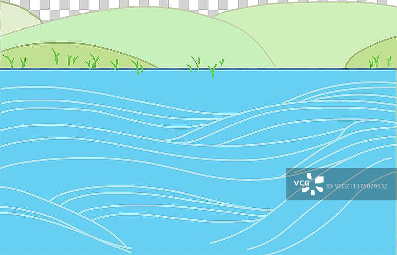 简约河水岸边元素图片素材