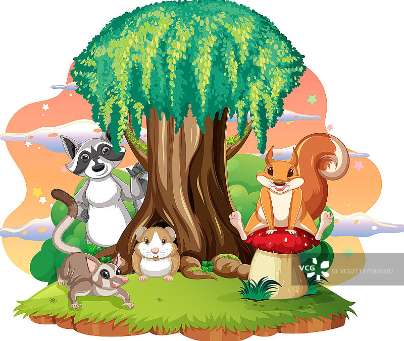 可爱的动物场景图片素材