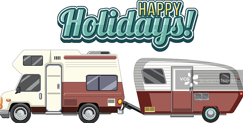 带有大篷车的快乐假期图标图片素材