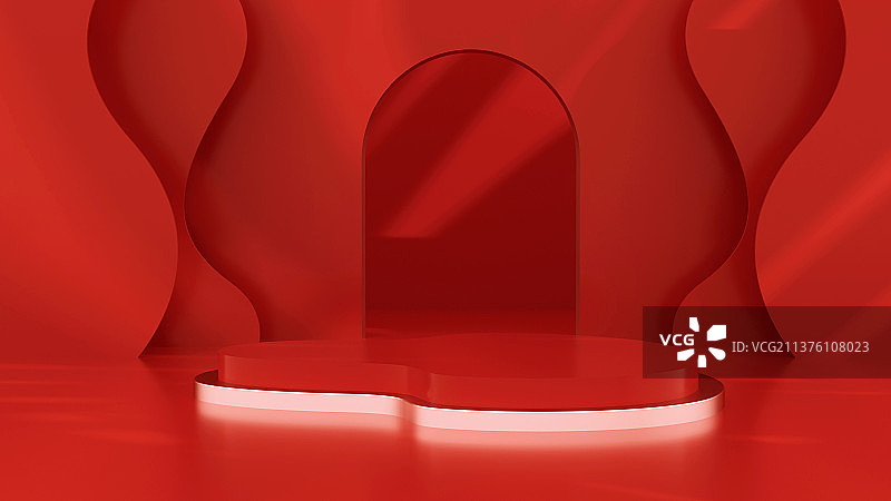 红色C4D电商场景图片素材