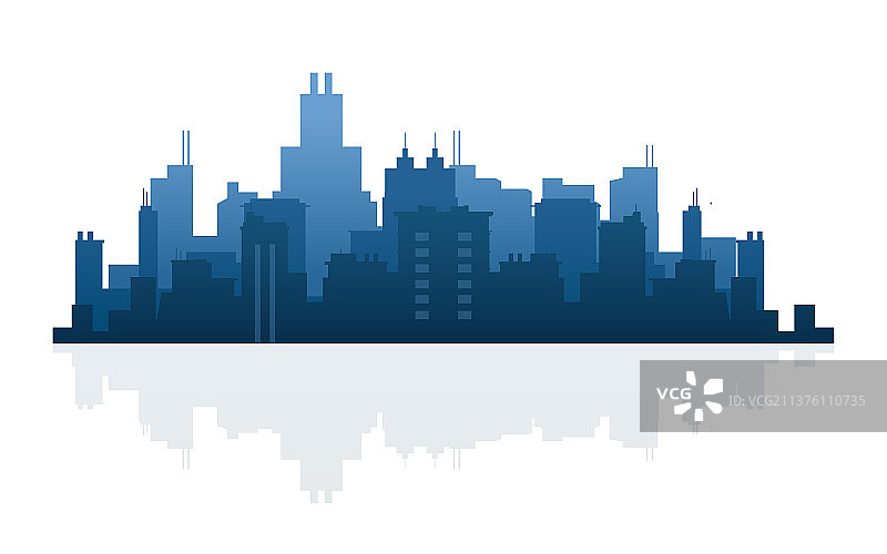 城市建筑剪影地标商业中心插画图片素材