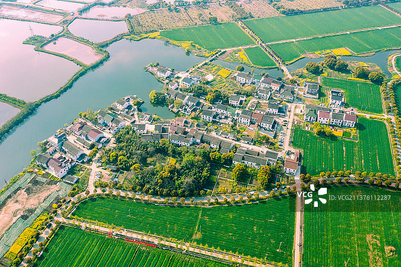 江苏省苏州高新区浒墅关九图村江南田园乡村风光图片素材