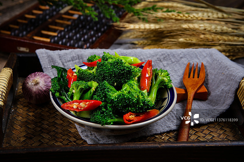 美味的清炒西兰花图片素材