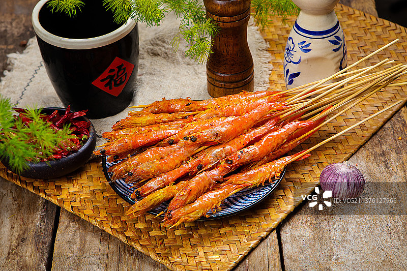 大量烧烤虾图片素材