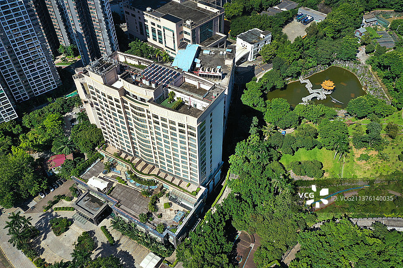 广东省深圳市龙岗区布吉街道求水山公园航拍图片素材