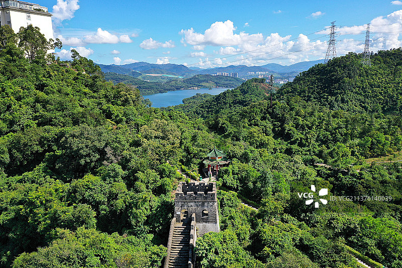 广东省深圳市龙岗区布吉街道求水山公园航拍图片素材
