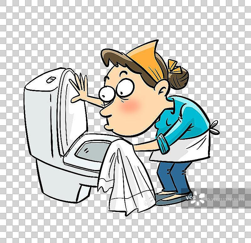 清洗马桶的清洁工图片素材