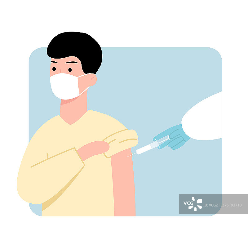 男生注射疫苗图片素材