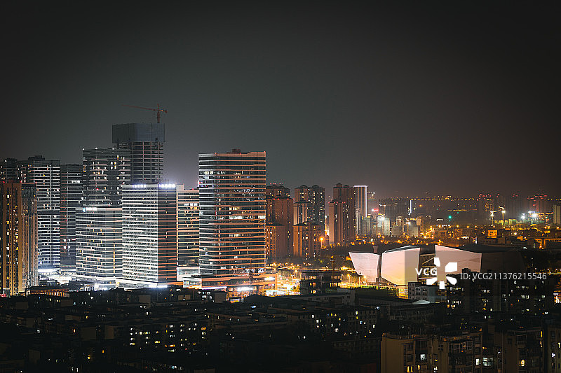 成都自然博物馆夜景图片素材